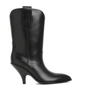 Zwarte Leren Enkellaarzen Bally , Black , Dames