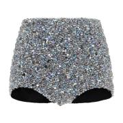 Metallic Geborduurde Shorts Dolce & Gabbana , Gray , Dames