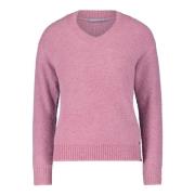 Casual V-hals Gebreide Trui Betty & Co , Purple , Dames