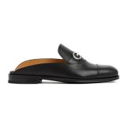 Zwarte Leren Enkellaarzen Salvatore Ferragamo , Black , Heren