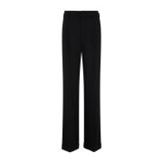 Zwarte Wol Wijde Pijp Broek Ralph Lauren , Black , Dames