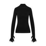 Zwarte Tech Fabric Sweater met Handschoenen Balenciaga , Black , Dames