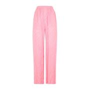 Zijden Logo Roze Broek Balenciaga , Pink , Dames