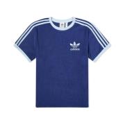 Donkerblauw Terry T-shirt met Zijstrepen Adidas Originals , Blue , Dam...