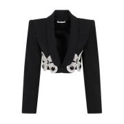 Zwarte Wol Vlinder Korte Blazer Area , Black , Dames