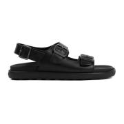 Zwarte Leren Sandalen Tod's , Black , Heren