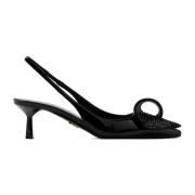 Zwarte Lakleren Puntige Pumps Prada , Black , Dames