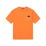 Oranje Vrijetijds T-shirt met Voorzak Duvetica , Orange , Heren