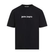 Zwart Logo Katoenen T-shirt Palm Angels , Black , Heren