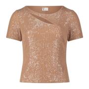 Pailletten Cut-Out Top vera mont , Brown , Dames