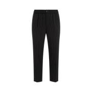 Zwarte Gestreepte Wol Elastische Broek Ami Paris , Black , Heren