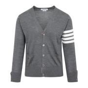 Grijze Wol V-hals Cardigan Sweater Thom Browne , Gray , Heren