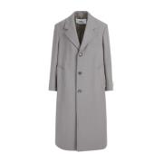 Taupe Wollen Jas Aw23 Ami Paris , Gray , Heren