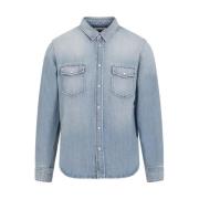 Blauw Denim Oversized Shirt Saint Laurent , Blue , Heren