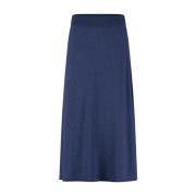 Blauw Melange A-Lijn Midi Rok Jane Lushka , Blue , Dames