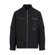 Zwarte Katoenen Overhemd met Unieke Details Givenchy , Black , Heren