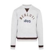 Grijze Katoenen Sweatshirt met Mesh Inzet Berluti , Gray , Heren