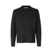 Geribbelde Crew Neck Trui Samsøe Samsøe , Black , Heren