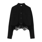Zwarte Macram Cropped Shirt Burberry , Black , Dames