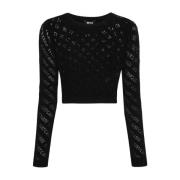 Zwarte Sweatshirt Damesmode Ss24 Just Cavalli , Black , Dames