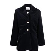 Corduroy Draped Blazer Ganni , Blue , Dames