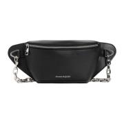 Zwarte Leren Biker Schoudertas Alexander McQueen , Black , Heren