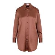 Bruine Zijden Shirt Aw22 Brunello Cucinelli , Brown , Dames