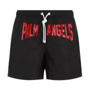 Zwarte Zwembroek Elastische Taille Rood Logo Palm Angels , Black , Her...