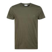 Olijfgroen Katoen Logo T-Shirt Lacoste , Green , Heren