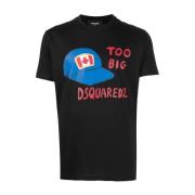 Bedrukt T-shirt met petafbeelding Dsquared2 , Black , Heren