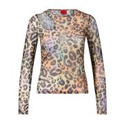 Transparant Leo Print Longsleeve Shirt Hugo Boss , Multicolor , Dames