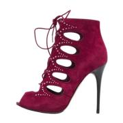 Pre-owned Suede boots Alexander McQueen Pre-owned , Purple , Dames