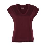 Bordeaux V-hals T-shirt Frame , Red , Dames