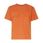 Oranje T-shirt met Faux Zak Mariuccia Milano , Orange , Dames