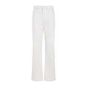 Witte Katoenen Wijde Pijp Broek Max Mara , Beige , Dames