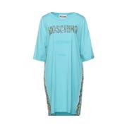 Couture T-shirt Jurk met Kleurrijk Logo Moschino , Blue , Dames