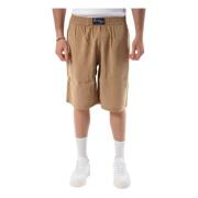 Relaxte Bermuda Shorts in Cupro Family First , Beige , Heren