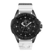 Zwarte Siliconen Band Skull Horloge Philipp Plein , Black , Heren