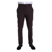 Bruine Wol Slim Fit Pantalon Dolce & Gabbana , Brown , Heren