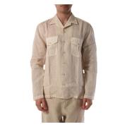 Texaanse Overhemd Verhoogt Casual Stijl 120% Lino , Beige , Heren