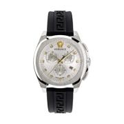 Chrono Geo Chronograaf Horloge Zwart Zilver Versace , Multicolor , Her...