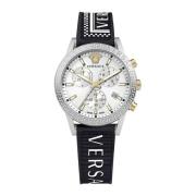 Sport Tech Chronograaf Horloge Zwart Wit Versace , Gray , Dames