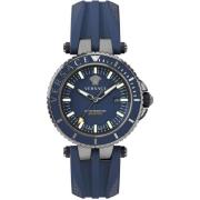 Duiker Blauw Wijzerplaat Stalen Kast Horloge Versace , Blue , Heren