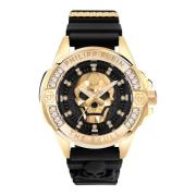 Kristal Titaan Goud Skull Horloge Philipp Plein , Black , Unisex