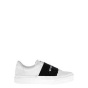 Leren Sneakers Zwart Wit Logo Rubber Givenchy , White , Dames