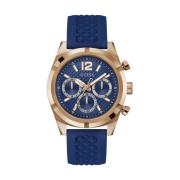 Weerstand Multifunctioneel Blauw Roségoud Horloge Guess , Blue , Heren