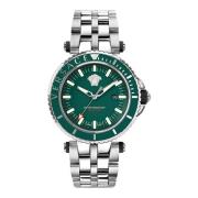 Diver V-Race Roestvrijstalen Horloge Versace , Gray , Heren