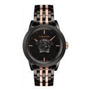 Empire Zwart Roségoud Stalen Horloge Versace , Black , Heren