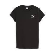 Geribbelde Slim Fit Klassieke T-shirt Puma , Black , Dames