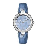 Nieuwe Dame Leren Band Horloge Versace , Blue , Heren
